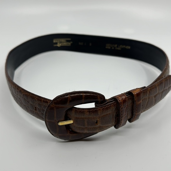 Hasting & Smith brown embossed genuine leather belt, Sz Small - Picture 2 of 8
